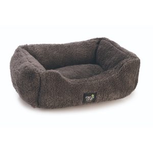 Comfortabele en duurzame Beeztees Minus One Kattenmand nox gerecycled donkergrijs met afmeting 48x37x18 cm gemaakt met duurzaam pluche stof.