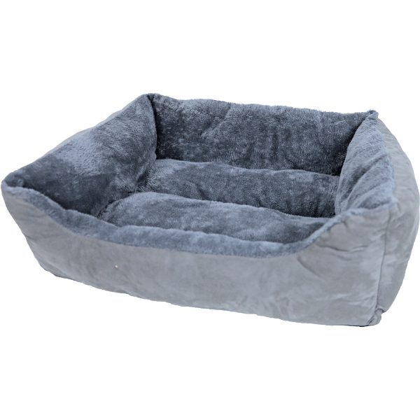 "Comfortabel huisdierbed in de kleur fluweel grijs, 50x40 cm, met zachte randen voor knus slapen, perfect voor katten en kleine honden."