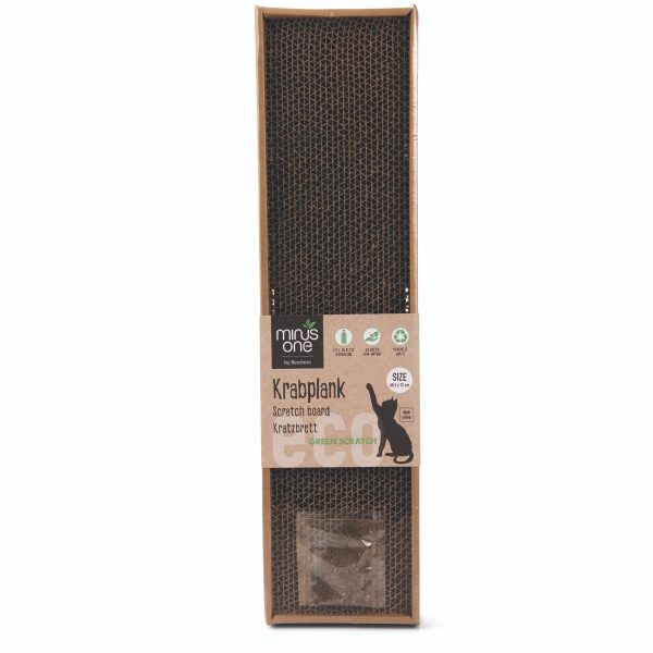 Krabplank Ilana Minus one met afmeting 48,5x24x5 cm Milieuvriendelijke kartonnen krabplank in verpakking met een zakje catnip