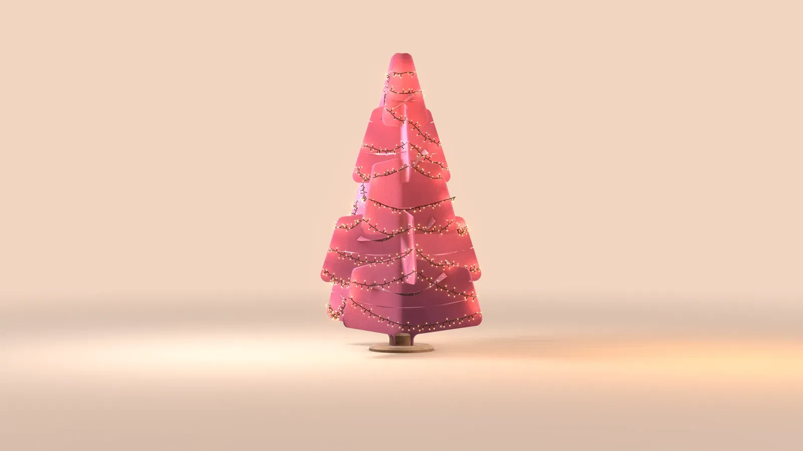Jingle Tree duurzame design kerstboom van vilt met lichtjes, in maat large, kleur fuchsia