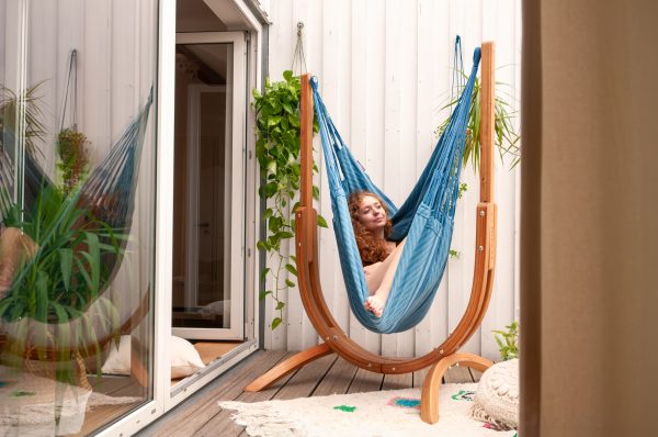 La Siesta Hangmat stoel - Udine Organic Blue Zebra - Organisch Katoen - Afbeelding 2