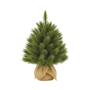 Forest frosted kerstboom w burlap groen TIPS 64 - h60xd46cm