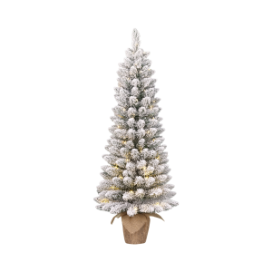 Gerlos kerstboom met burlap groen frosted 40L TIPS 108 battery operated en timer - h90xd41cm