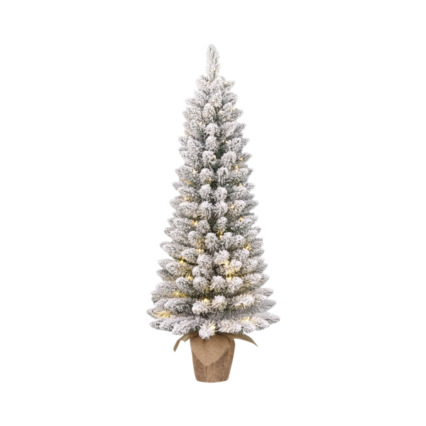 Gerlos kerstboom met burlap groen frosted 40L TIPS 108 battery operated en timer - h90xd41cm
