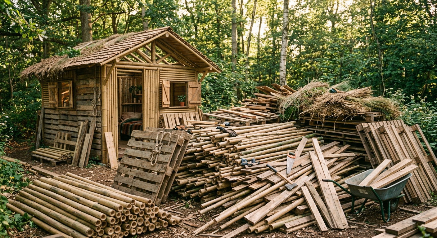 bamboe hutten bouwen