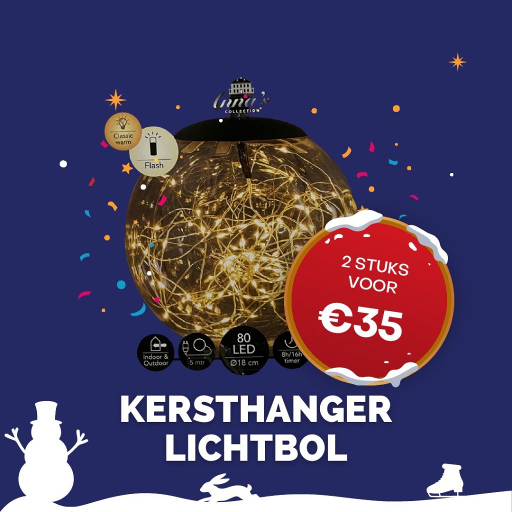 Kerstaanbieding: Kersthanger lichtbol, 2 stuks voor €35