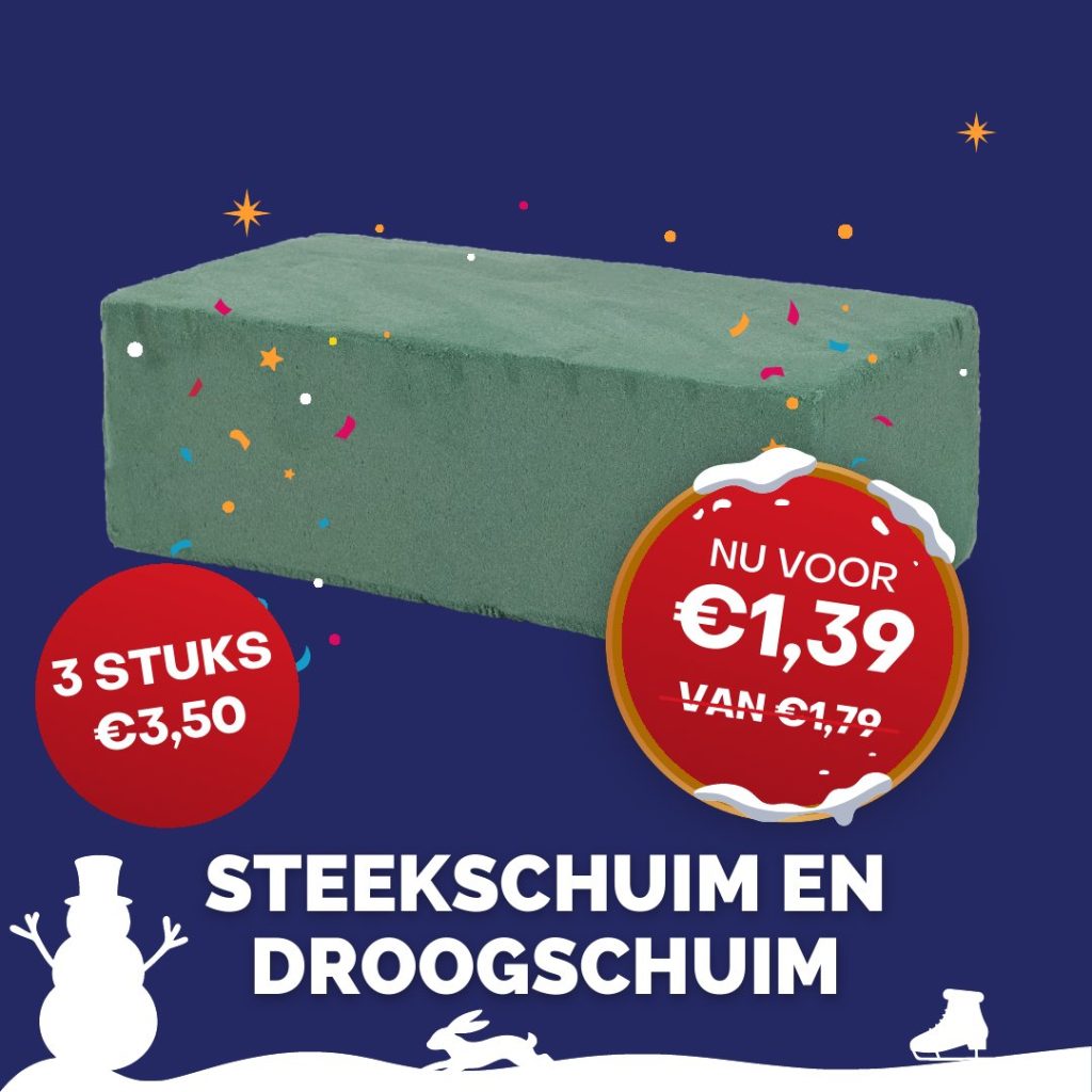 Kerstaanbieding: Steekschuim en droogschuim, nu voor €1,39 (van €1,79), 3 stuks €3,50