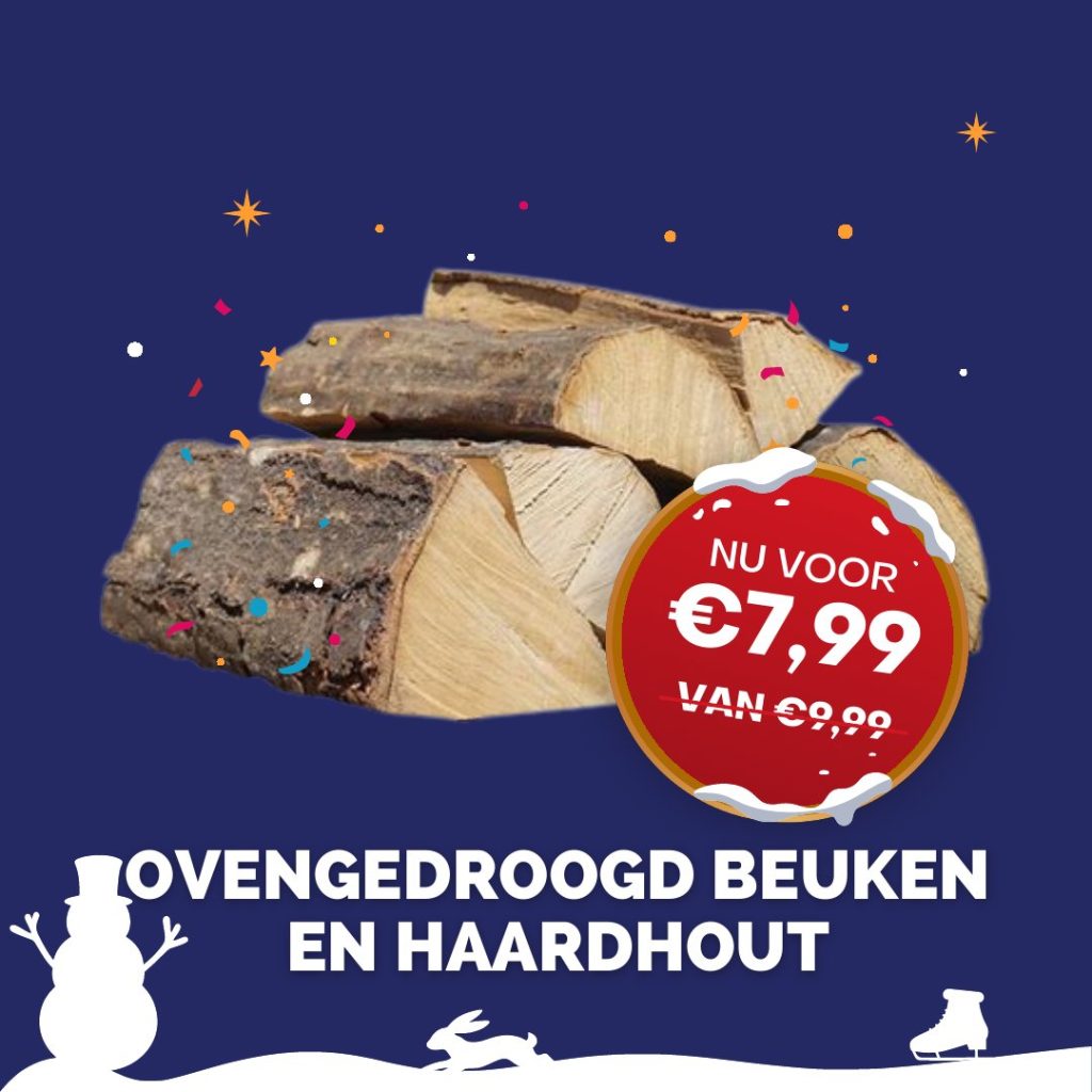 Kerstaanbieding: Ovengedroogd beuken haardhout, nu voor €7,99 (van €9,99)